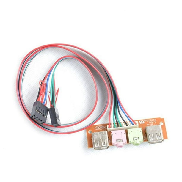 Cable Length: Other, Color: Black Cables 2 USB PC Computer Case 6.8cm Front Panel USB Audio Port Mic Earphone Cable 
